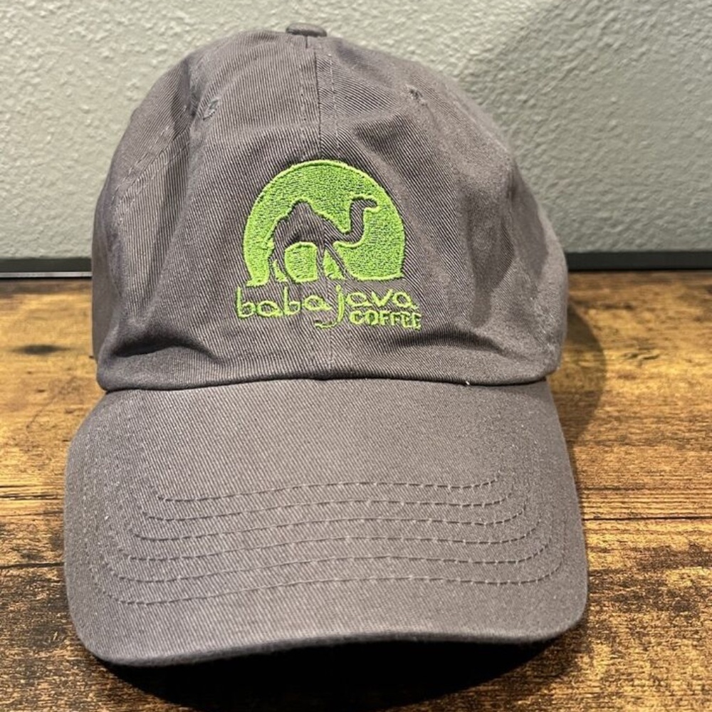 Baba Java Coffee Hat Strapback Grey/Green Embroidered Front Adjustable Cap